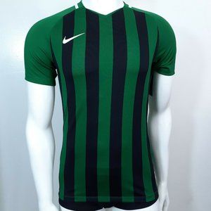 Nike Men's Green Black Division III Striped Dri Fit Football Soccer Jersey Small